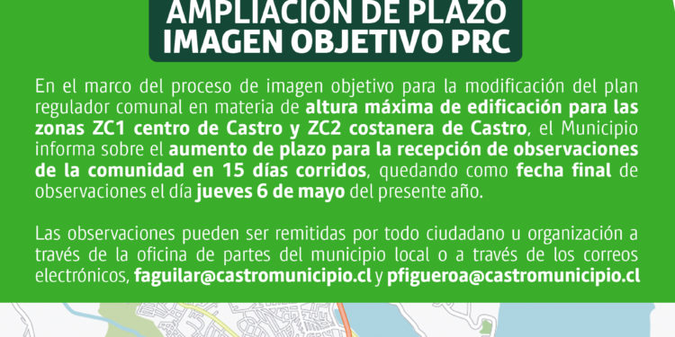 Se amplía plazo para participar en consulta ciudadana por Plan Regulador Comunal de Castro