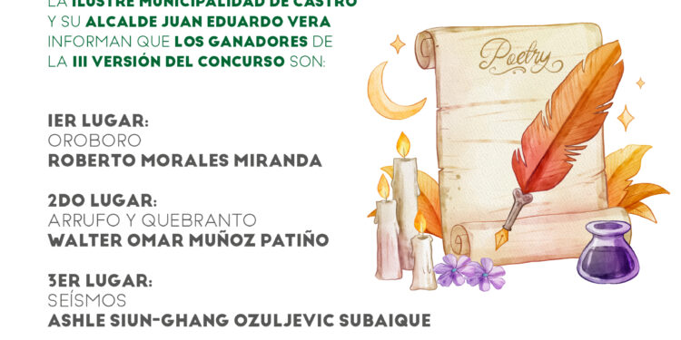 Castro Municipio anuncia ganadores de la III Versión del Concurso de poesía Aristóteles España