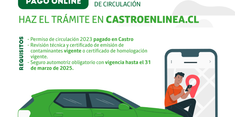 Castro: Invitan a vecinos y vecinas a renovar su permiso de circulación de forma online